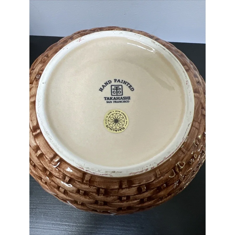 Takahashi‎ San Francisco Pitcher Grapevine Basket Weave Hand Painted